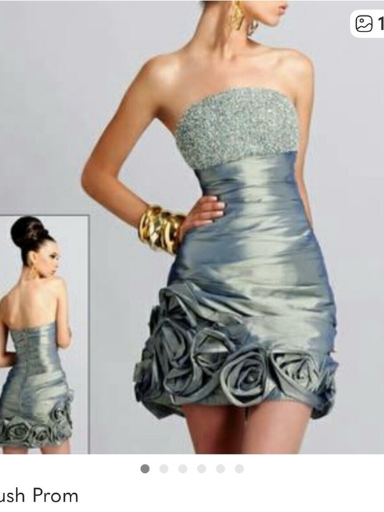 blush prom Dresses & Skirts - Elegant Strapless green Dress with Floral Accents